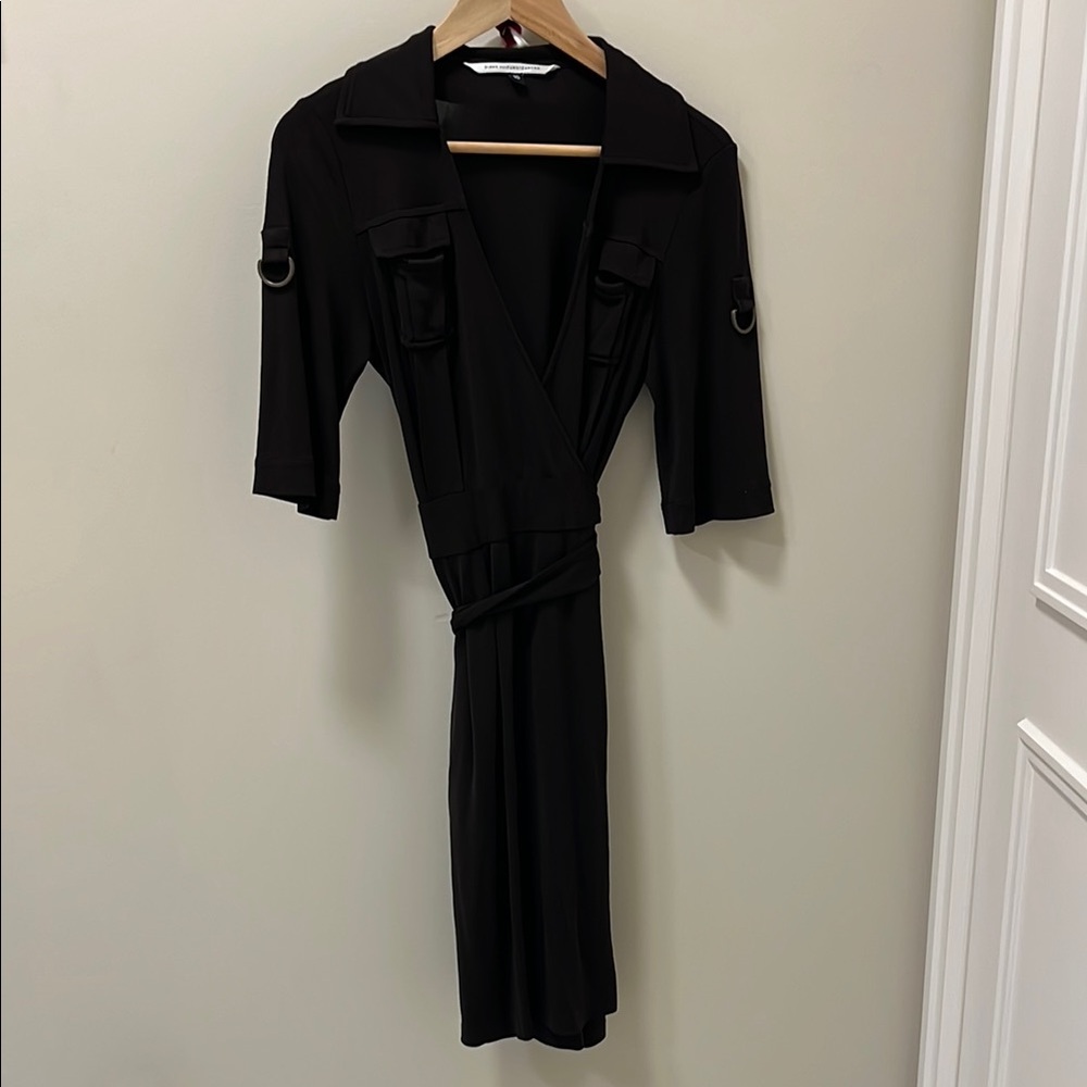 Vintage Diane Von Furstenberg Brown Jersey Wrap Dress Sz 10